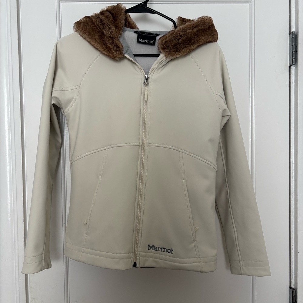 Marmot Women's Cream Jacket with Faux Fur Hood